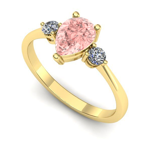 Inel de logodna din aur galben cu diamant de laborator roz