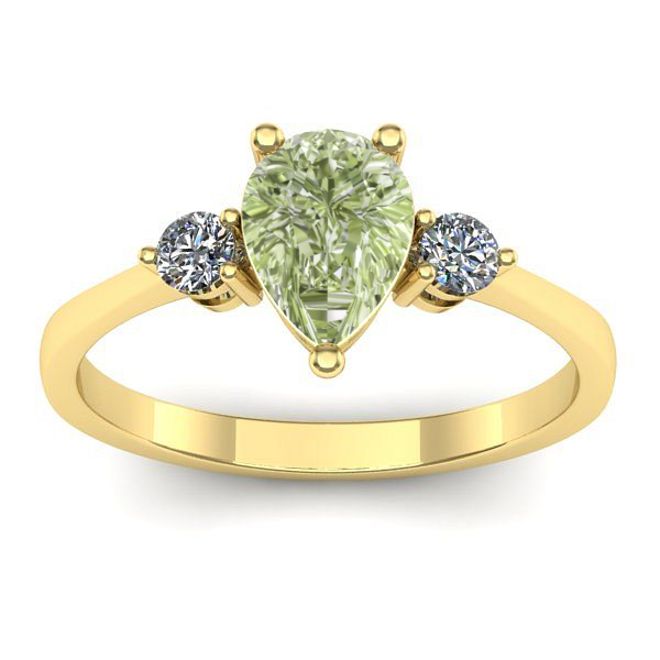 Inel cu diamant de laborator verde lacrima