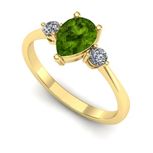 Inel logodna din aur galben cu peridot