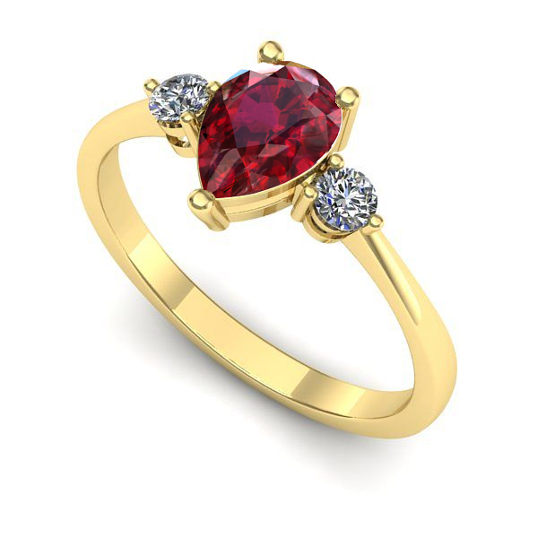 Inel logodna din aur galben cu rubin