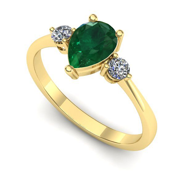 Inel din aur galben cu smarald