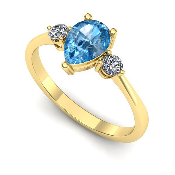 Inel de logodna din aur galben cu topaz blue