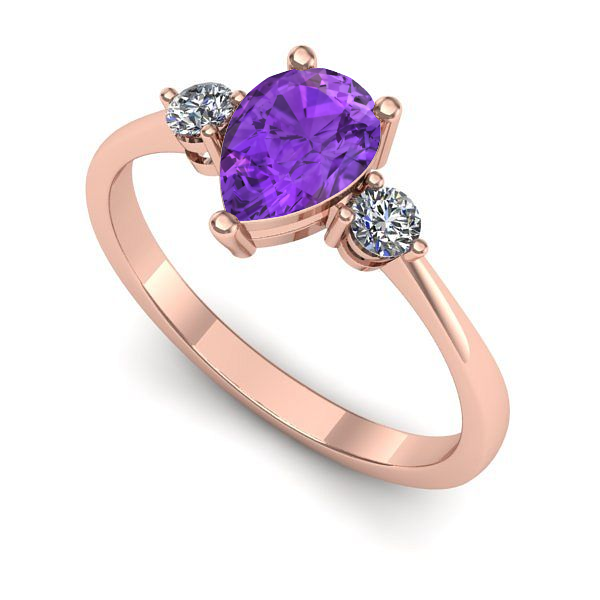 Inel din aur roz cu ametist