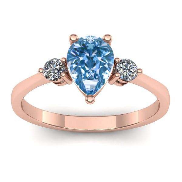 Inel de logodna cu diamant de laborator albastru lacrima