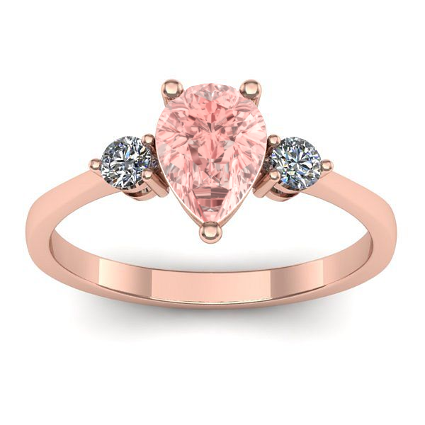 Inel logodna cu diamant de laborator roz lacrima