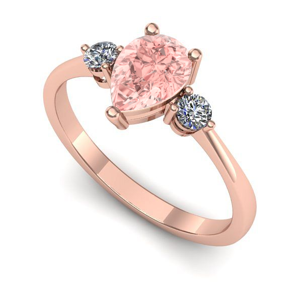 Inel din aur roz cu diamant de laborator roz