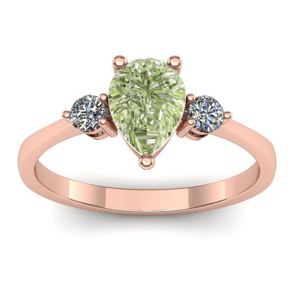 Inel de logodna cu diamant de laborator verde lacrima