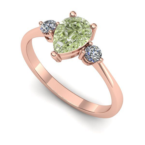 Inel de logodna din aur roz cu diamant de laborator verde