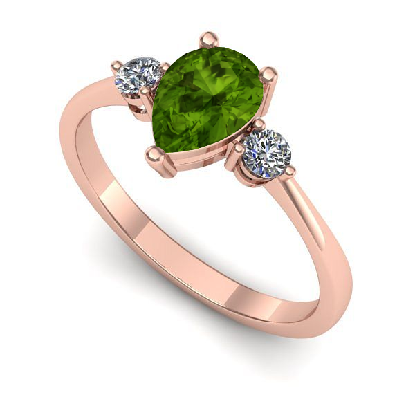 Inel din aur roz cu peridot
