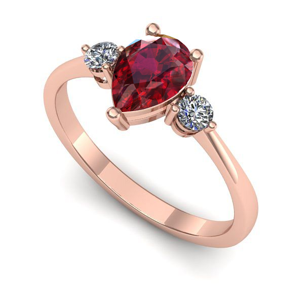 Inel logodna din aur roz cu rubin