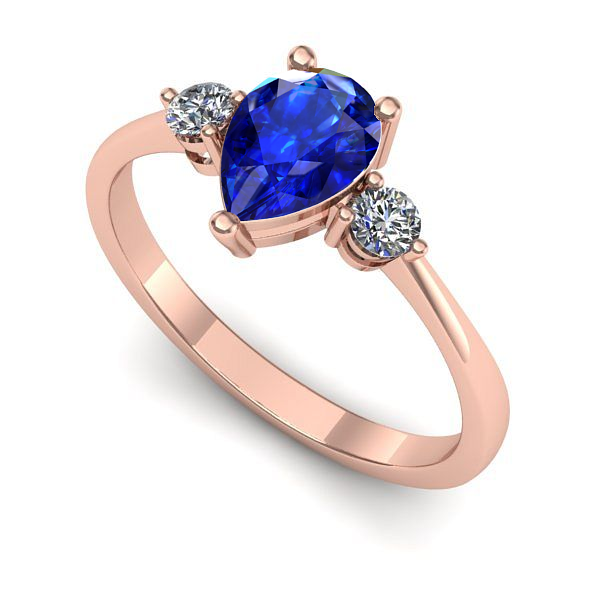Inel logodna din aur roz cu safir