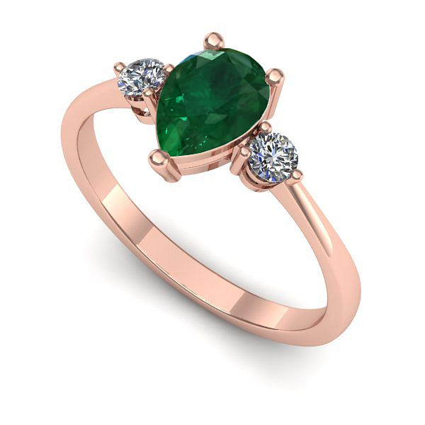 Inel din aur roz cu smarald