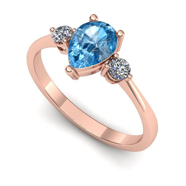 Inel logodna din aur roz cu topaz blue