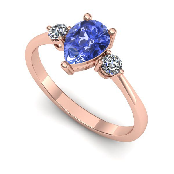 Inel din aur roz cu tanzanit