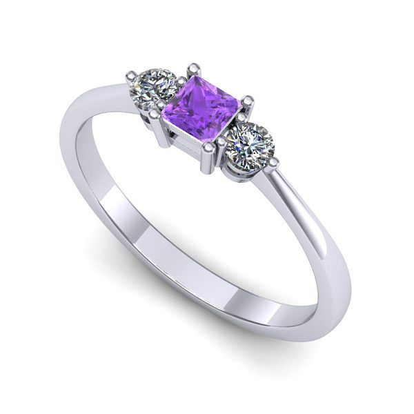Inel de logodna din aur alb cu ametist