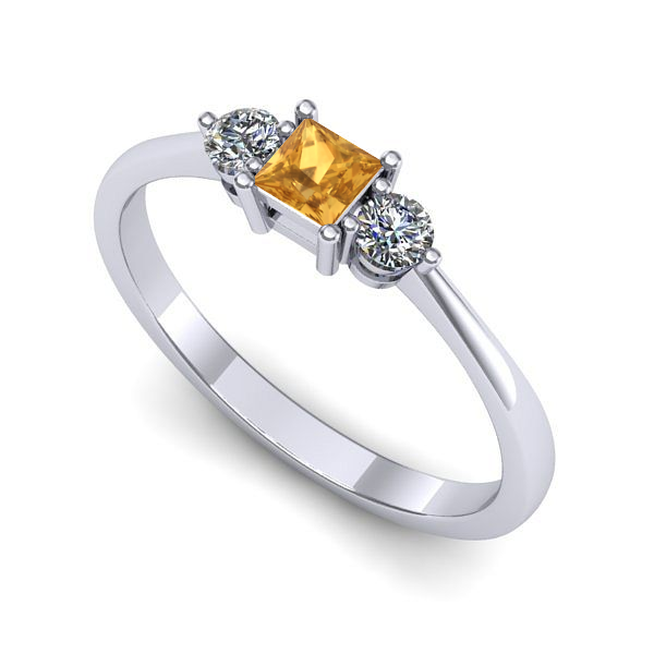 Inel din aur alb cu citrin