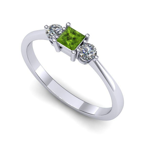 Inel de logodna din aur alb cu peridot