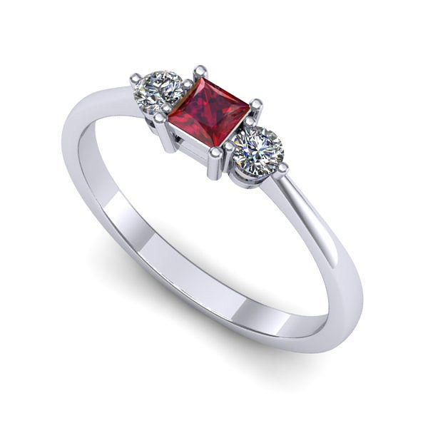 Inel de logodna din aur alb cu rubin