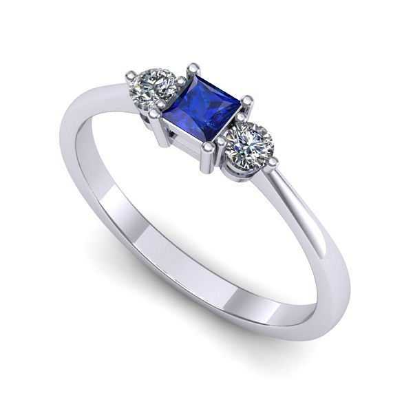 Inel din aur alb cu safir