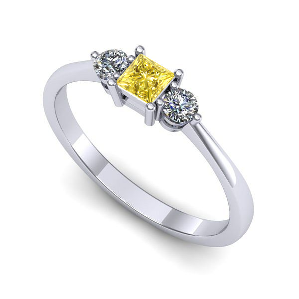 Inel de logodna din aur alb cu safir galben