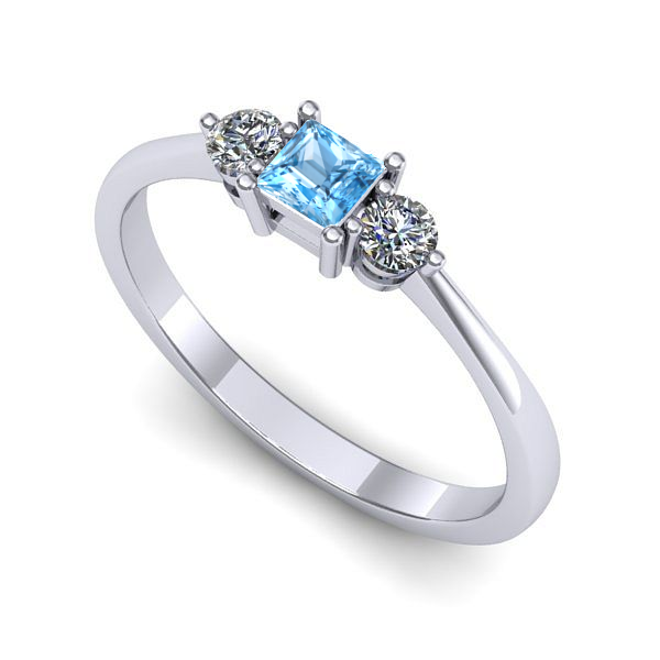 Inel din aur alb cu topaz blue