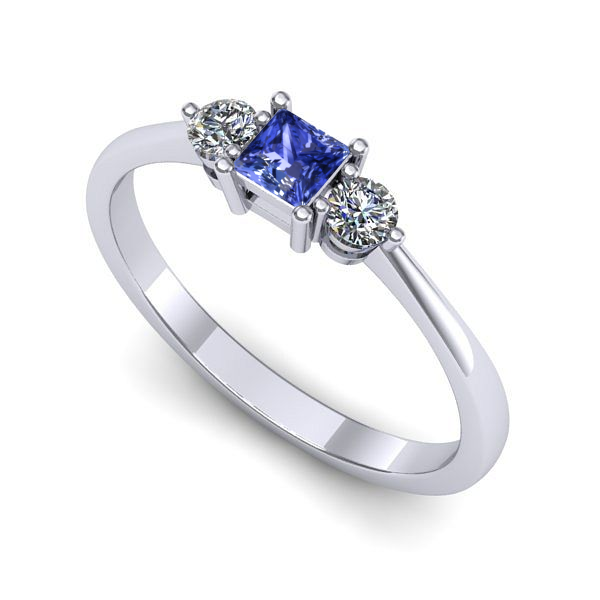 Inel din aur alb cu tanzanit