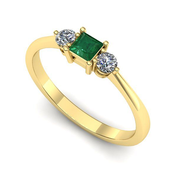 Inel de logodna din aur galben cu smarald