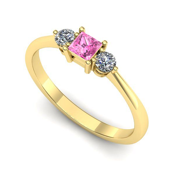 Inel de logodna din aur galben cu safir roz
