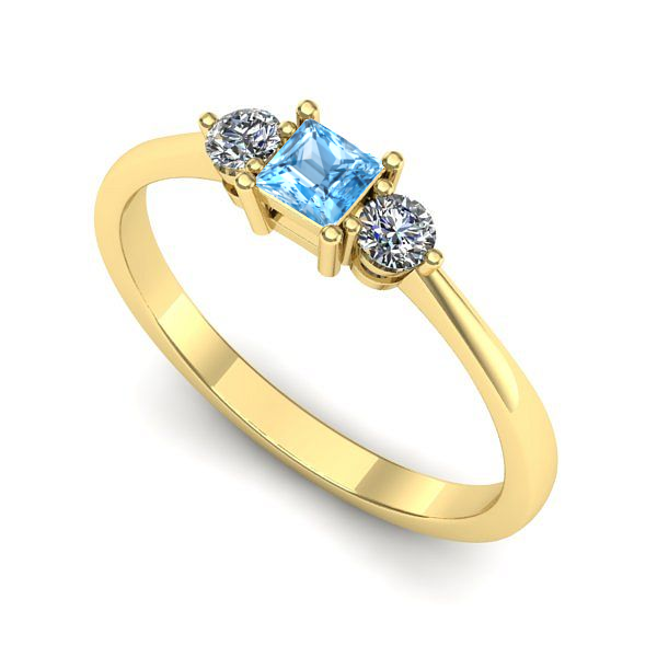 Inel de logodna din aur galben cu topaz blue