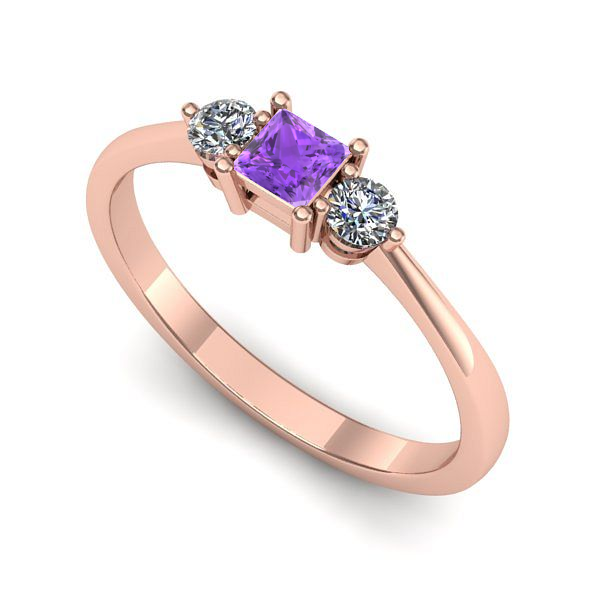 Inel din aur roz cu ametist