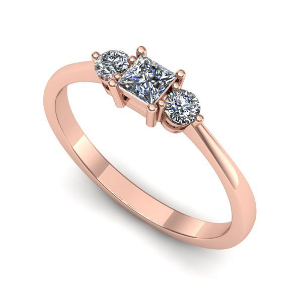 Inel logodna din aur roz cu diamant