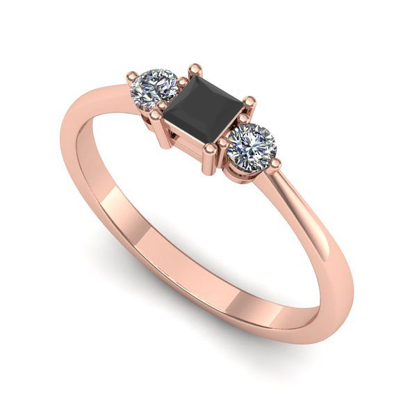 Inel de logodna din aur roz cu diamant negru