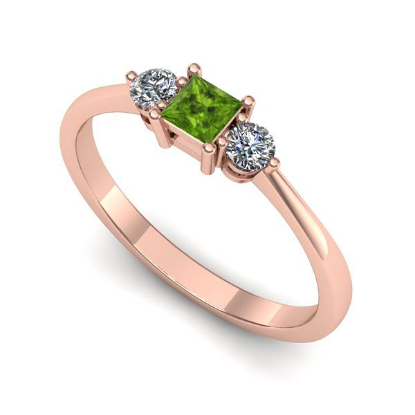 Inel logodna din aur roz cu peridot