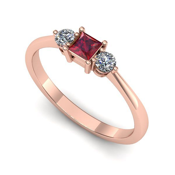 Inel logodna din aur roz cu rubin