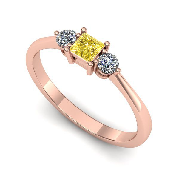 Inel de logodna din aur roz cu safir galben