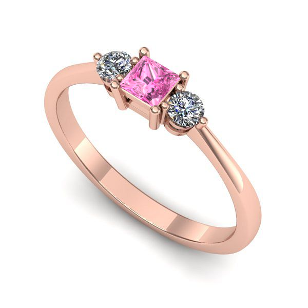 Inel din aur roz cu safir roz