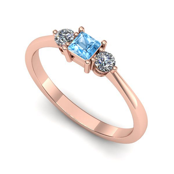 Inel logodna din aur roz cu topaz blue