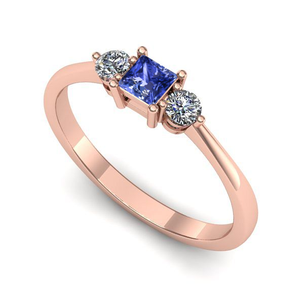 Inel logodna din aur roz cu tanzanit
