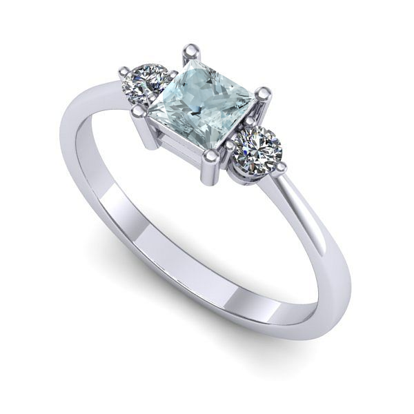 Inel din aur alb cu aquamarin