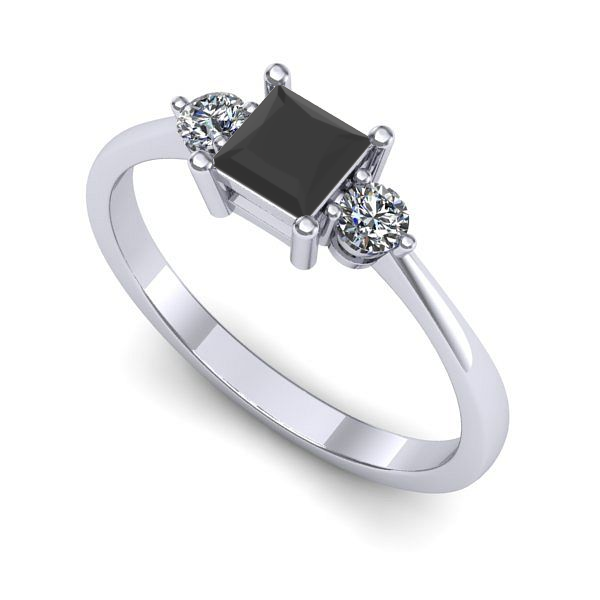 Inel din aur alb cu diamant negru