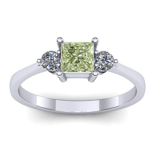 Inel cu diamant de laborator verde patrat