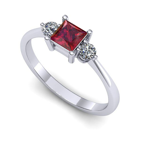 Inel din aur alb cu rubin