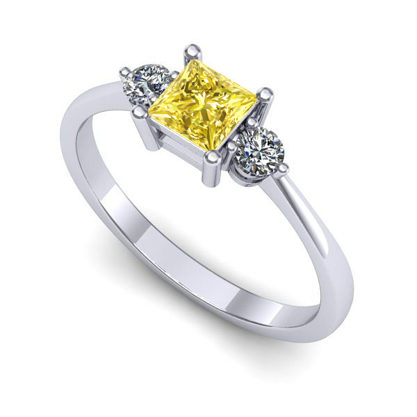 Inel logodna din aur alb cu safir galben