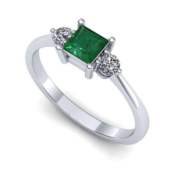 Inel din aur alb cu smarald