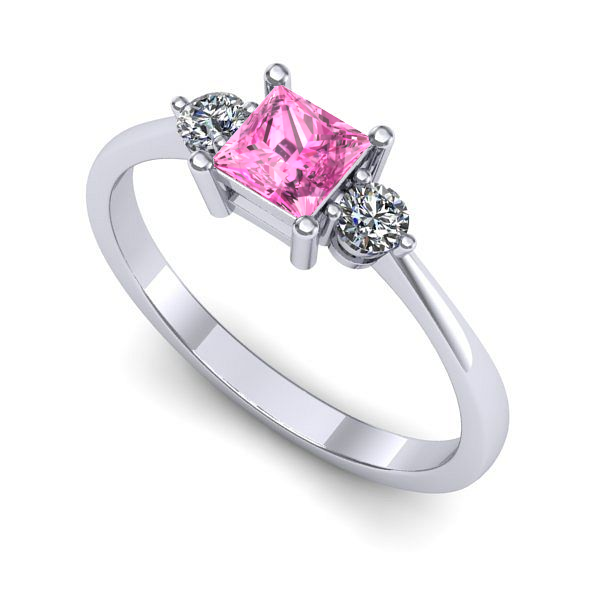 Inel din aur alb cu safir roz