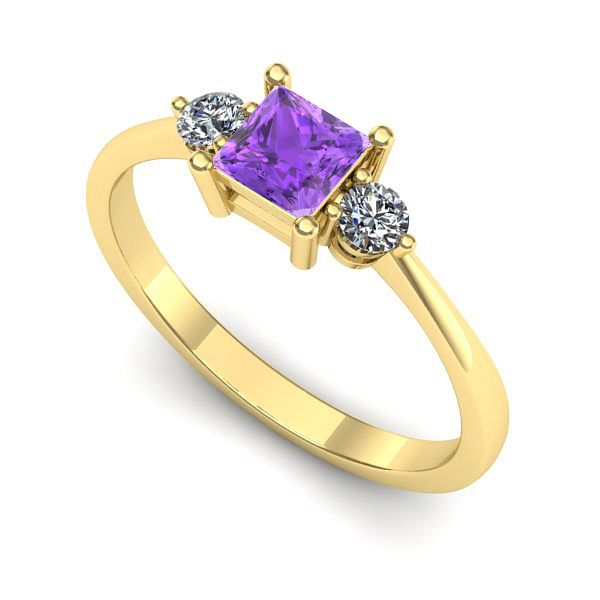 Inel de logodna din aur galben cu ametist