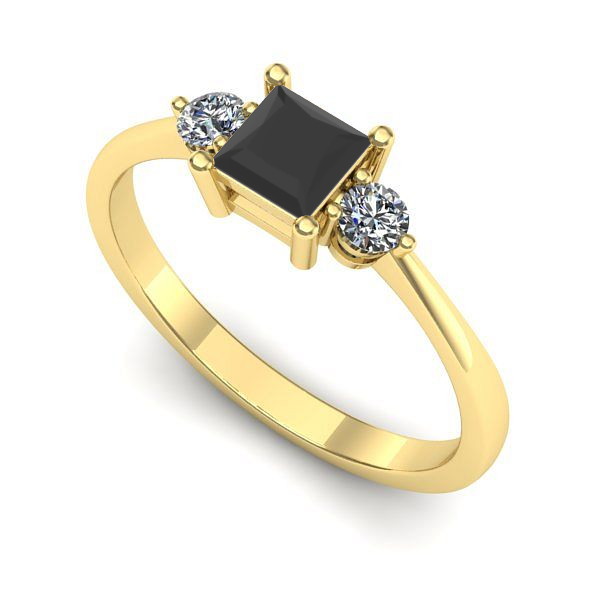 Inel logodna din aur galben cu diamant negru