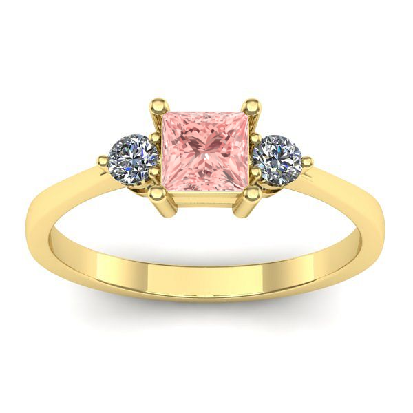 Inel cu diamant de laborator roz patrat