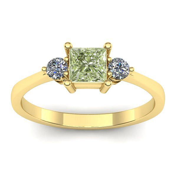 Inel cu diamant de laborator verde patrat