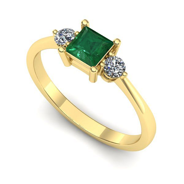 Inel de logodna din aur galben cu smarald